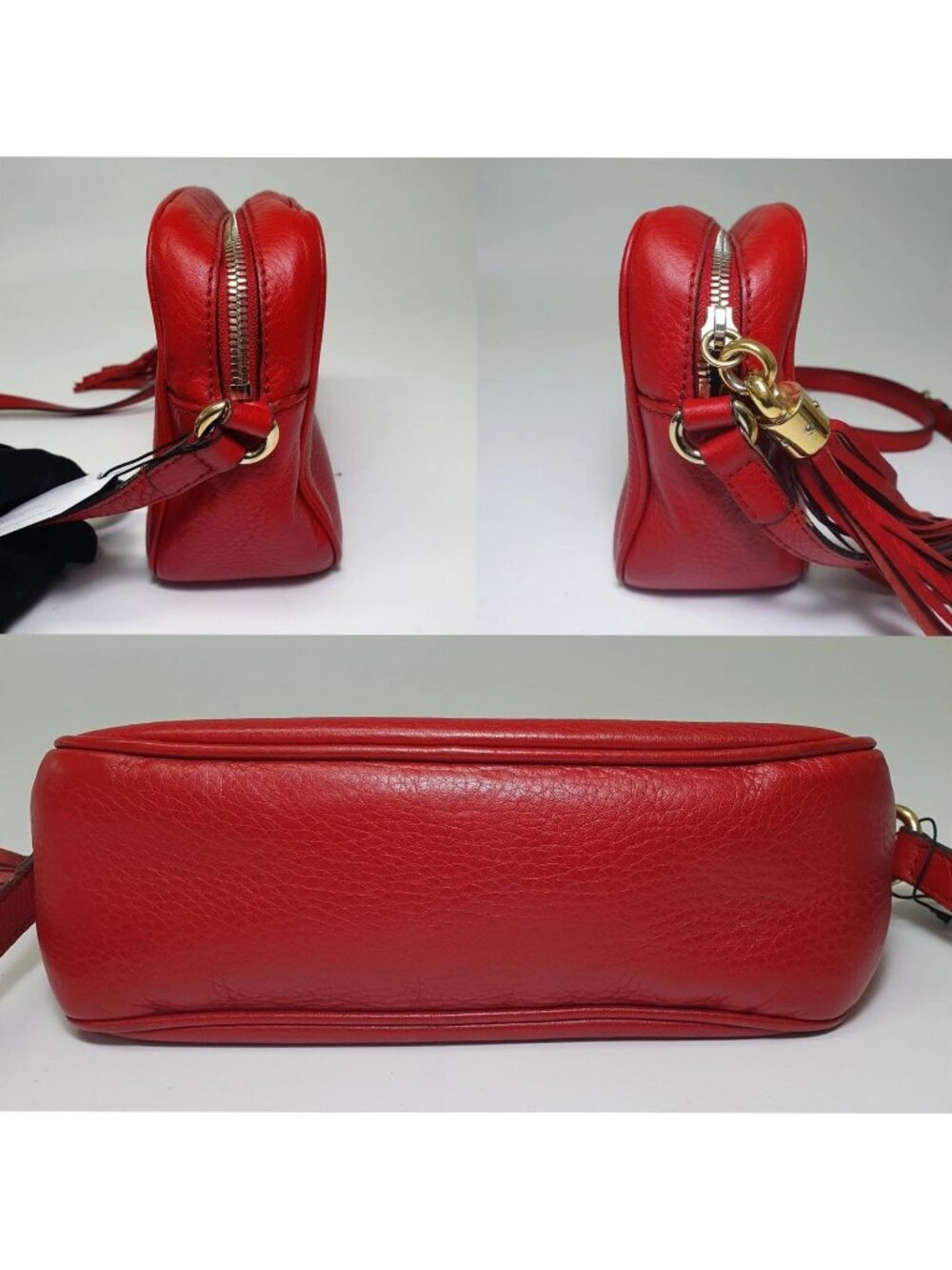 Authentic Gucci Soho Disco Small Leather Crossbody Red | GG Logo Camera Bag - Picture 4 of 12